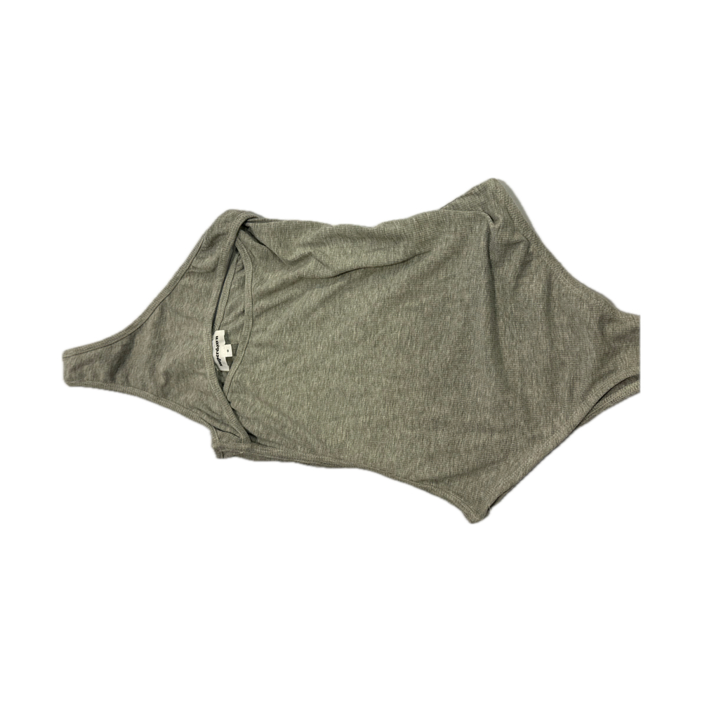 superdown Gray Ribbed One-Shoulder Bodysuit - Size S